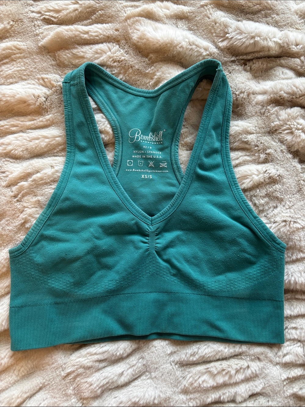 Bombshell Sportswear Jungle Green Seamless Racerback Bra